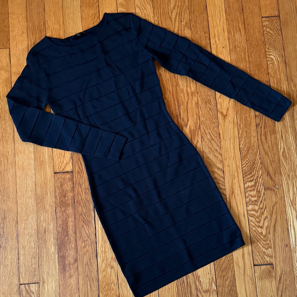 Black Bodycon Striped Dress